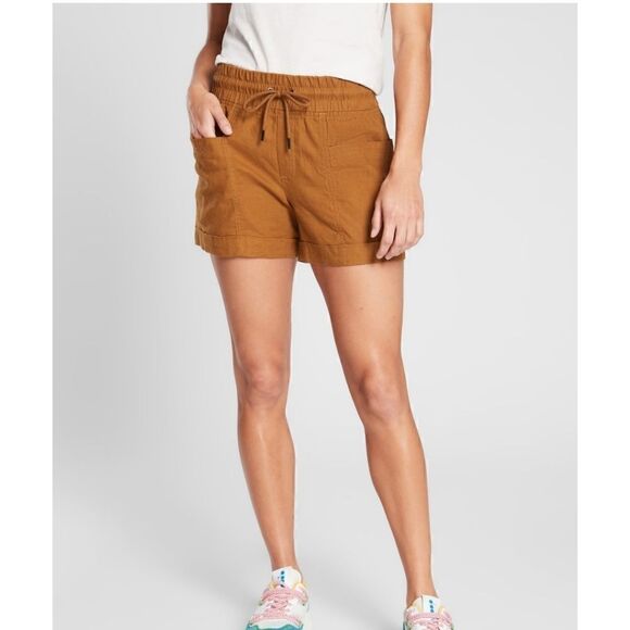 Athleta Cabo Linen Short Toasted Ochre Linen Shorts 0 - Picture 2 of 14